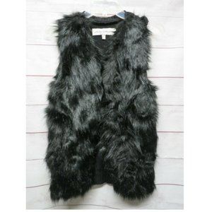 NWOT Ladies Sebby Collection Faux Fur Black Vest Size Small Sweater Back
